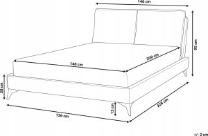 Beliani Łóżko welurowe 140 x 200 cm szare MELLE 3