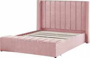 Beliani Łóżko welurowe z ławką 140 x 200 cm różowe NOYERS 7
