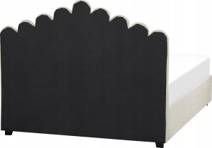 Beliani Łóżko z pojemnikiem welurowe 160 x 200 cm złamana biel VINCENNES 2