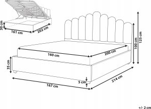 Beliani Łóżko z pojemnikiem welurowe 160 x 200 cm złamana biel VINCENNES 7