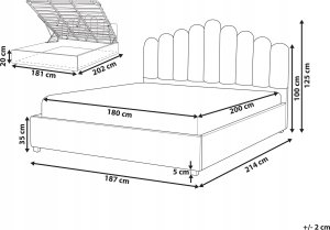 Beliani Łóżko z pojemnikiem welurowe 180 x 200 cm złamana biel VINCENNES 3