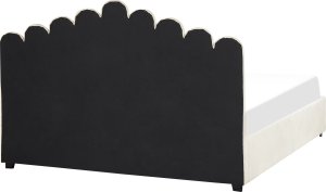 Beliani Łóżko z pojemnikiem welurowe 180 x 200 cm złamana biel VINCENNES 7