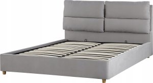 Beliani Łóżko z pojemnikiem welurowe 160 x 200 cm jasnoszare BATILLY 7
