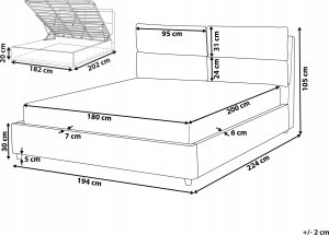 Beliani Łóżko z pojemnikiem welurowe 180 x 200 cm jasnoszare BATILLY 3