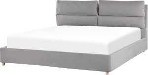 Beliani Łóżko z pojemnikiem welurowe 180 x 200 cm jasnoszare BATILLY 4