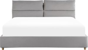 Beliani Łóżko z pojemnikiem welurowe 180 x 200 cm jasnoszare BATILLY 5
