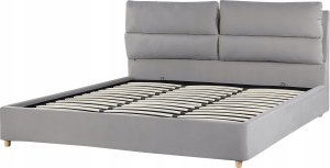 Beliani Łóżko z pojemnikiem welurowe 180 x 200 cm jasnoszare BATILLY 7