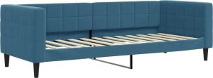 vidaXL vidaXL Łóżko dzienne, niebieskie, 80x200 cm, obite aksamitem 2