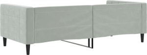 vidaXL vidaXL Sofa z funkcją spania, jasnoszara, 90x200 cm, obita aksamitem 5