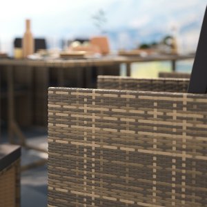 Tectake Meble ogrodowe technorattan Palma 8+4+1 z pokrowcem - naturalny/ciemnoszary 3