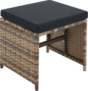 Tectake Meble ogrodowe technorattan Palma 8+4+1 z pokrowcem - naturalny/ciemnoszary 5