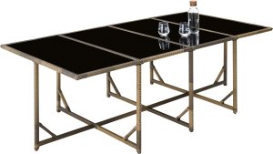 Tectake Meble ogrodowe technorattan Palma 8+4+1 z pokrowcem - naturalny/ciemnoszary 6