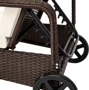 Tectake Leżak ogrodowy na kółkach, technorattan - brązowy mieszany 5