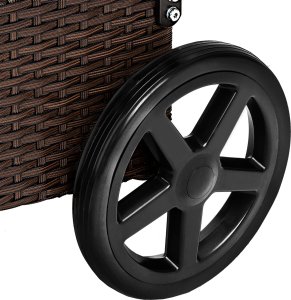 Tectake Leżak ogrodowy na kółkach, technorattan - brązowy mieszany 6