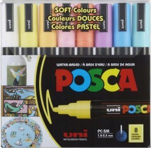 Posca Posca - PC1MC - Extra Fine Bullet Tip Pen - Soft Colors, 8 pc /Arts and Crafts 5