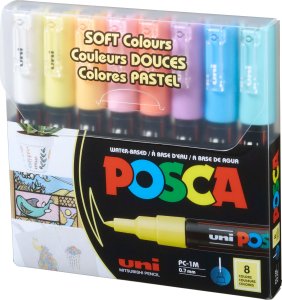 Posca Posca - PC1MC - Extra Fine Bullet Tip Pen - Soft Colors, 8 pc /Arts and Crafts 7