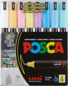Posca Posca - PC1MR - Extra Fine Tip Pen - Soft Colors, 8 pc /Arts and Crafts /Multi 5
