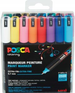 Posca Uni-Ball uni POSCA PC-1MR - 16 pcs - 16 Stück(e) - Schwarz - Blau - Gold - Grün - Orange - Pink - Rot - Silber - Violett - Weiß - Gelb - Rundspitze - Mehrfarbig - Schwarz - 0,7 mm 3