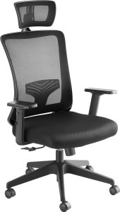 Krzesło biurowe Tectake Ergonomiczne krzesło biurowe Phoibe z regulowanym zagłówkiem - czarny 1