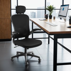 Krzesło biurowe Tectake Ergonomiczne krzesło biurowe Arges z regulowanym zagłówkiem - czarny 2