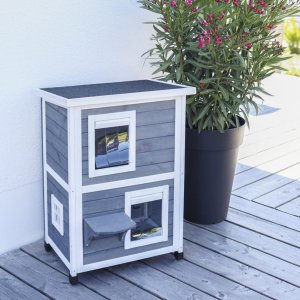 Kerbl Kerbl Ogrodowy domek dla kota Family, 57x55x80 cm, szaro-biały 10