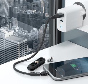Kabel USB Realpower Magnetic cable 3 Amp,20cm,schwarz mit Adaptern 4