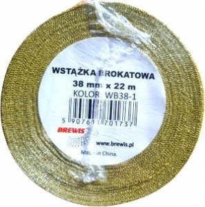 Dekoracja świąteczna BREWIS Wst±żka brokatowa złota 38mmx22m 1