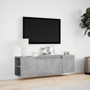 vidaXL vidaXL Ścienna szafka TV z LED, szarość betonu, 135x31x39,5 cm 4