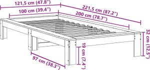 vidaXL Rama łóżka bez materaca, 100x200 cm, lite drewno sosnowe 8