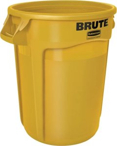 Kosz na śmieci Rubbermaid Pojemnik kubeł przemysłowy na odpady i do żywności BRUTE Round 121L - żółty 1