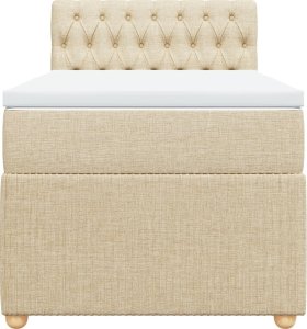 vidaXL vidaXL Łóżko kontynentalne z materacem, kremowe, tkanina, 90x190 cm 6