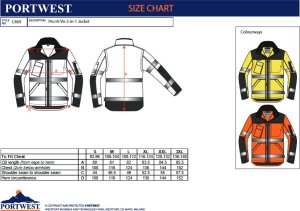 Kurtka męska Portwest C469 - Kurtka Ostrzegawcza Pro 3 w M 4
