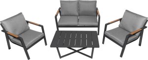 1DEA.me Meble Ogrodowe Aluminiowe Sofa + Dwa Fotele + Stolik 4