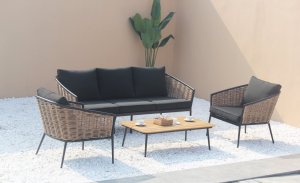 Ramiz Duży Zestaw Mebli Ogrodowych Aluminiowe Sofa + Dwa Fotele + Stolik 1