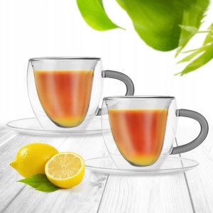 Orion Filiżanki termiczne ze spodkiem z podwójną ścianką do kawy i herbaty DOUBLE 160 ml 2 szt. 3