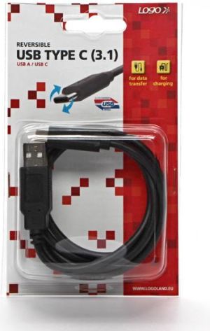 Kabel USB Logo USB-A - USB-C 1 m Czarny 4