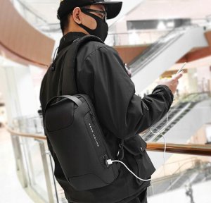 Antykradzieżowy PLECAK miejski BANGE na JEDNO ramię TSA USB 13