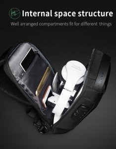 Antykradzieżowy PLECAK miejski BANGE na JEDNO ramię TSA USB 4