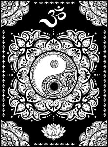 Kol. Welwetowa 29,7x21 Mandala Yin Yang 1