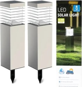 Xxl Duża Lampa Solarna Ogrodowa Wbijana Stal 2Szt. 1