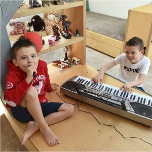 Q 001 UF Keyboard klawisze organy z mikrofonem dla dzieci USB MP3 radio 10