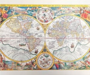 Stara Mapa Świata - Orbis Terrarum reprint - P. Plancius, 1594 r. M1594 1