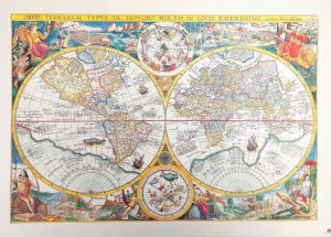 Stara Mapa Świata - Orbis Terrarum reprint - P. Plancius, 1594 r. M1594 3