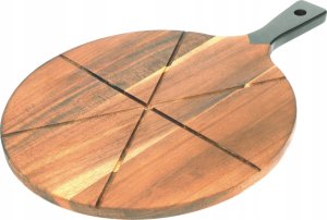 Deska do krojenia Excellent Houseware Deska do pizzy drewniana okrągła z nożem 30 cm 2 el. 3