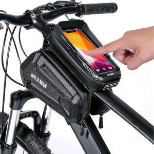 Sakwa Rowerowa Wodoodporna Wildman Bag Xt6 Etui Odpinane Na Telefon 6.8 Cali Ramę Rower Torba 1.2L Czarna 1