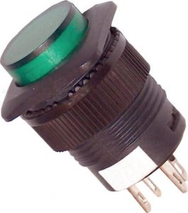 Przełącznik przycisk wyłącznik z lampką sygnalizacyjną mini zielony 12V MNG-012G 1