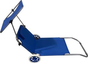 Enero LEŻAK SKŁADANY PLAŻOWY Z DASZKIEM NA KÓŁKACH 116x62x60-90CM NIEBIESKI 2