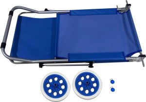 Enero LEŻAK SKŁADANY PLAŻOWY Z DASZKIEM NA KÓŁKACH 116x62x60-90CM NIEBIESKI 7