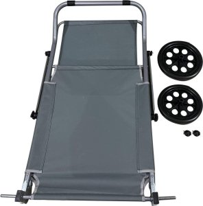 Enero LEŻAK SKŁADANY PLAŻOWY Z DASZKIEM NA KÓŁKACH 116x62x62-90CM SZARY 3