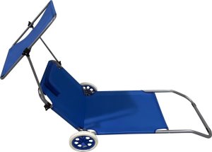 Enero LEŻAK SKŁADANY PLAŻOWY Z DASZKIEM NA KÓŁKACH 112x62x60-90CM NIEBIESKI 2